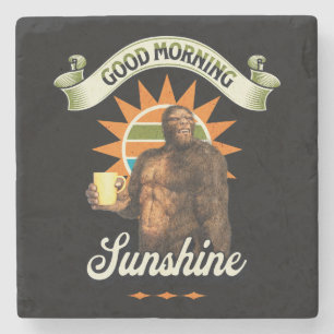 Porta-copo De Pedra Bom Dia Sol Bigfoot Bebendo Café
