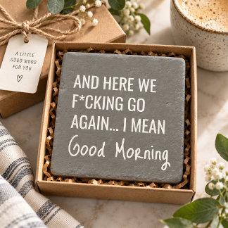 Porta-copo De Pedra Bom humor matinal Sarcasmo Citação de café cinza