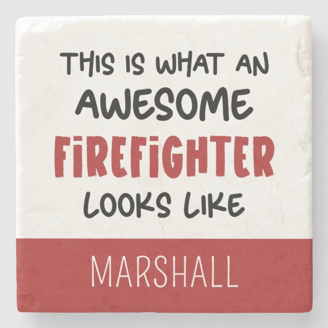 Porta-copo De Pedra Bombeiro Fantástico Personalizado Engraçado Bombei (Frente)