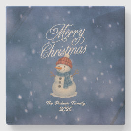Porta-copo De Pedra Boneco de Neve Caprichoso Feliz Natal