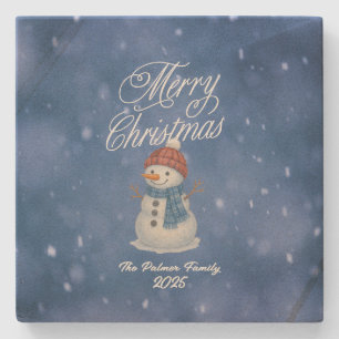 Porta-copo De Pedra Boneco de Neve Caprichoso Feliz Natal