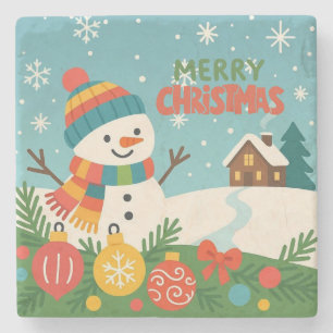 Porta-copo De Pedra Boneco de neve simpático e clássico de Feliz Natal
