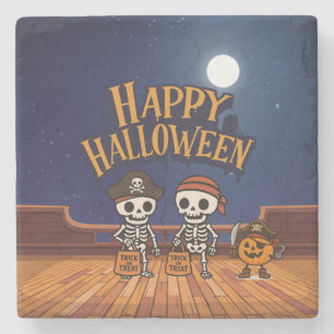Porta-copo De Pedra bonitinho, esqueletos e abóbora no Halloween