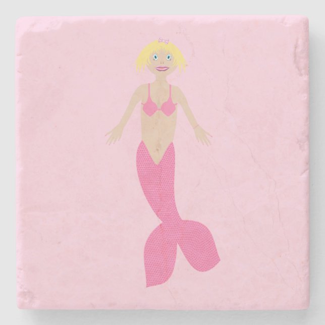 Porta-copo De Pedra Bonito fantasia rosa Sereia (Frente)