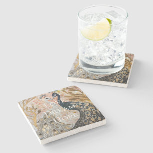 Porta-copo De Pedra Bonito Glama Dourado Rosa Peacock