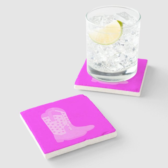 Porta-copo De Pedra Boots Boots Pink Stars (Lateral)