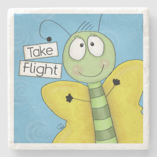 Porta-copo De Pedra Borboleta de Voo