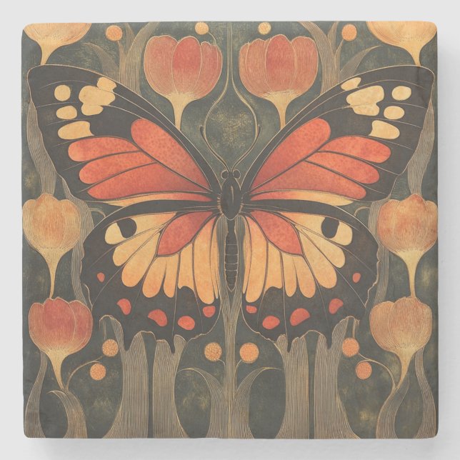 Porta-copo De Pedra Borboleta Monarca (Frente)