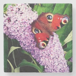 Porta-copo De Pedra Borboleta vermelha