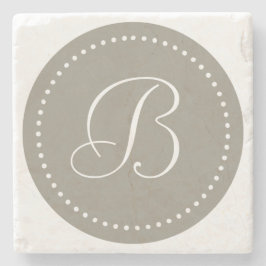 Porta-copo De Pedra Borda Redonda de Alumínio/ Pontos Brancos Monogram