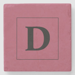 Porta-copo De Pedra Borgonha Personalizada com Família Dourada Inicial