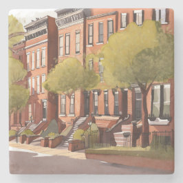 Porta-copo De Pedra Boston Brownstones | Beacon Street Aquarela