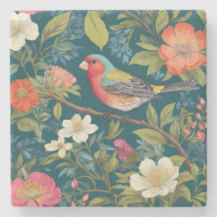 Porta-copo De Pedra Botânica Belo e Colorida Pássaro Finch