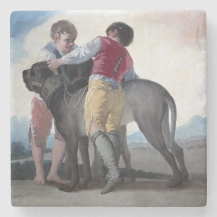 Porta-copo De Pedra Boys With a Mastiff Dog (por Francisco Goya)