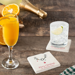 Porta-copo De Pedra Branca de rena de Natal simples e engraçada