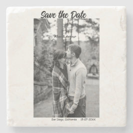 Porta-copo De Pedra branco preto salvar a data QR adicionar nome do si