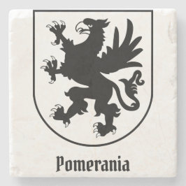 Porta-copo De Pedra Brasão de Armas da Pomerânia Preto e Branco Heráld