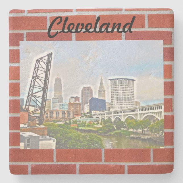 Porta-copo De Pedra Bricks Cleveland (Frente)