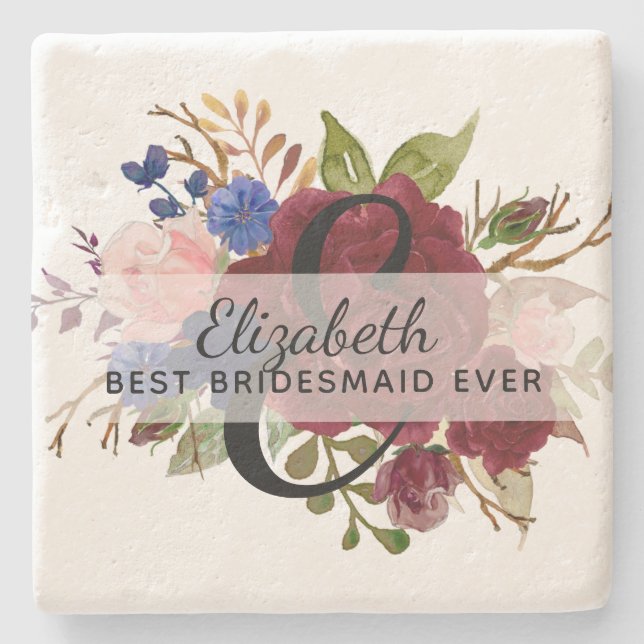 Porta-copo De Pedra Bridal Party Bridesmaids Gift Burgundy Blue Chamad (Frente)