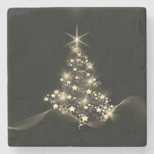Porta-copo De Pedra Brilho Dourado de Estrelas na Árvore de Natal Escu