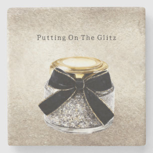 Porta-copo De Pedra Brilho Prateado Glitzy Glitter
