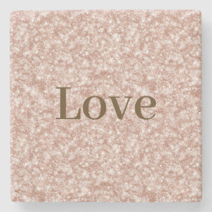 Porta-copo De Pedra Brilho Rosa Glitter Amor Dia dos Namorados