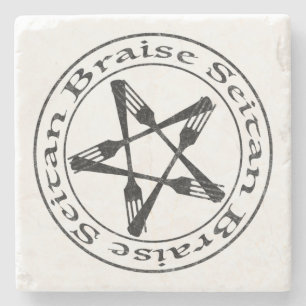 Porta-copo De Pedra Brise Seitan Vegan Pentagram (versão escura)