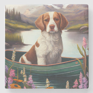 Porta-copo De Pedra Brittany Spaniel em uma Pagaia: Uma Aventura Cênic