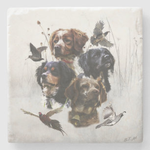 Porta-copo De Pedra Brittany Spaniels , Estação de Caça de Pássaros