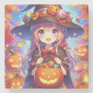 Porta-copo De Pedra Bruxa do Halloween do Anime Bonito