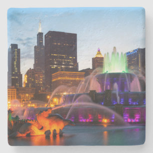 Porta-copo De Pedra Buckingham Fountain Lit À Noite