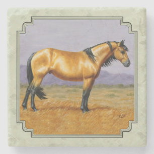 Porta-copo De Pedra Buckskin Horse Mustang Stallion Sage Green