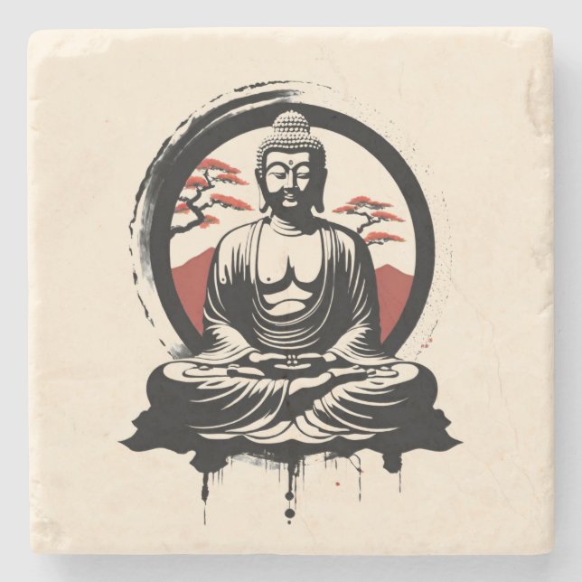 Porta-copo De Pedra Buda Zen Japonês (Frente)