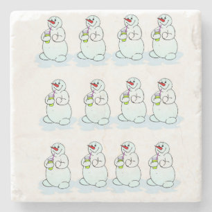 Porta-copo De Pedra Bule de mármore de Natal, Boneco de neve