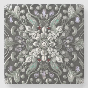 Porta-copo De Pedra Bule de Pedra Decorativa Roxo Prata