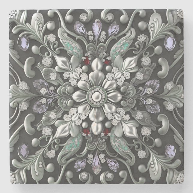 Porta-copo De Pedra Bule de Pedra Decorativa Roxo Prata (Frente)