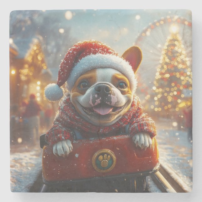 Porta-copo De Pedra Bull Terrier Dog Natal (Frente)