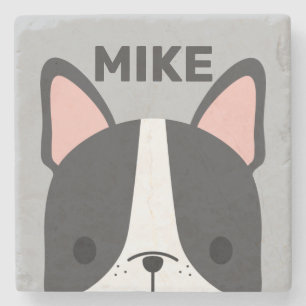 Porta-copo De Pedra Bulldog Francês Bonito com Nome Personalizado