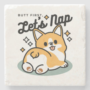 Porta-copo De Pedra Bumbum Primeiro, Vamos Nap - Bumbum Corgi Cute
