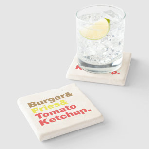 Porta-copo De Pedra Burger & Fries & Tomato Ketchup.