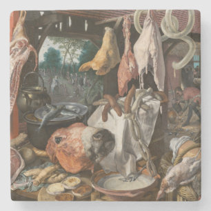 Porta-copo De Pedra Butcher's Stall (por Pieter Aertsen)