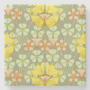 Porta-copo De Pedra Butterfly Floral Botânica Colorida