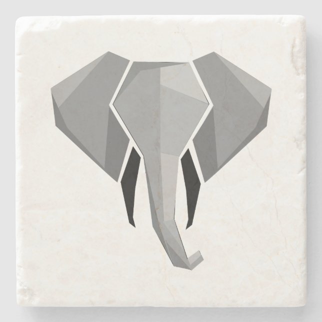 Porta-copo De Pedra Cabeça de Elefante Geométrica (Frente)