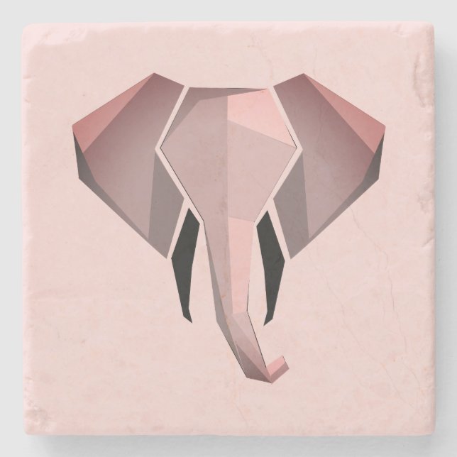 Porta-copo De Pedra Cabeça de Elefante Geométrica (Frente)