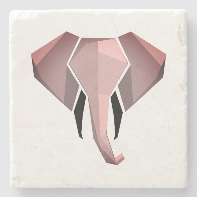 Porta-copo De Pedra Cabeça de Elefante Geométrica (Frente)