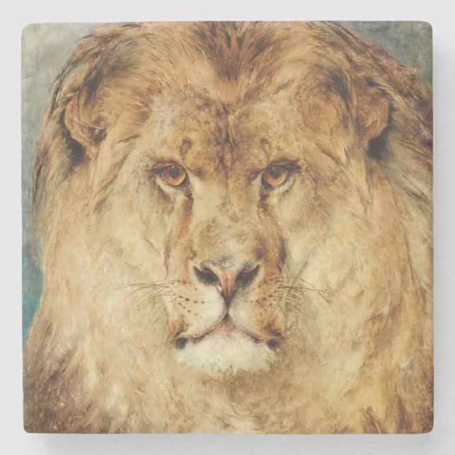 Porta-copo De Pedra Cabeça de Leão (por Heywood Hardy) (Frente)