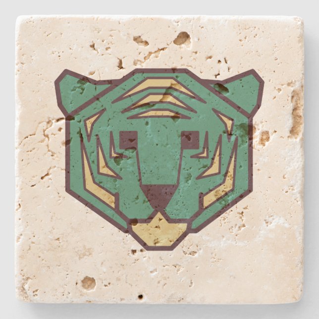 Porta-copo De Pedra Cabeça de Tigre Azul (Frente)