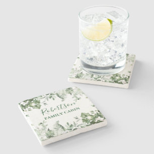 Porta-copo De Pedra Cabina da Família Watercolor Botânica Ivy Ferns Sa