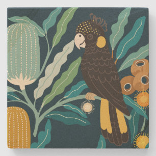 Porta-copo De Pedra Cacatua-preta e Conjunto de Copos de Pedra Banksia
