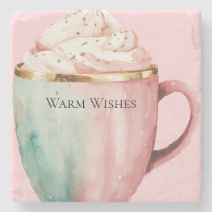 Porta-copo De Pedra Cacau Dourado Blush Rosa Mint Warm Warm Warm Warm